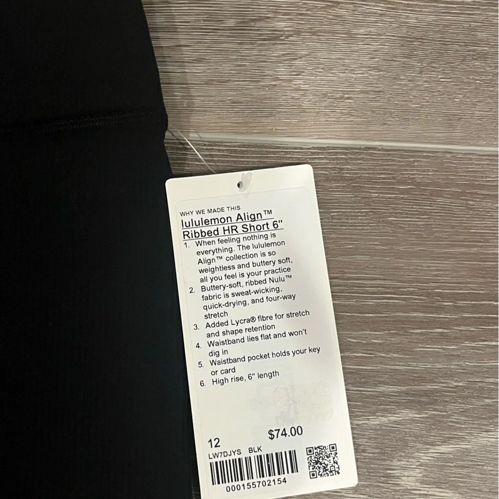 Lululemon Align High-Rise Ribbed Short 6" Black NWT - size 12 - Picture 3 of 3